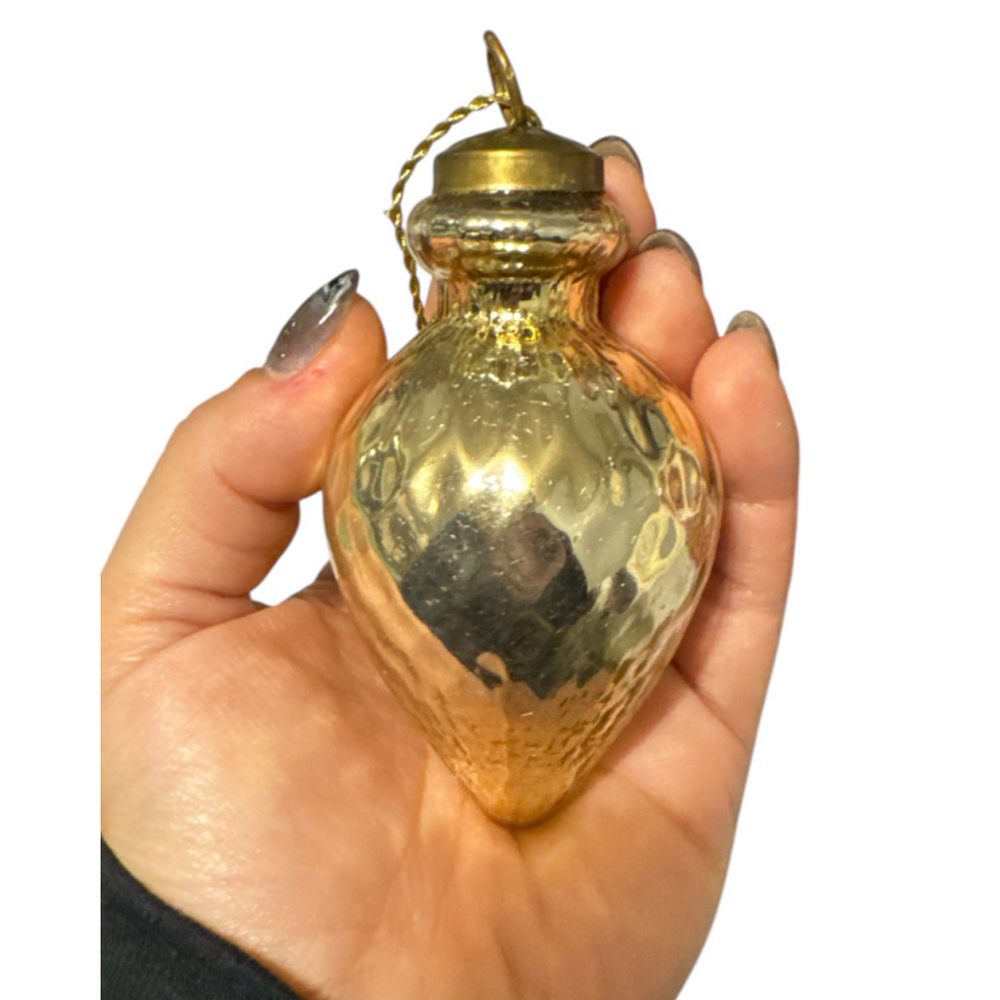 Restoration Hardware Ornament Silver Spindle Acorn Hand Blown Heavy Mcm Avertine